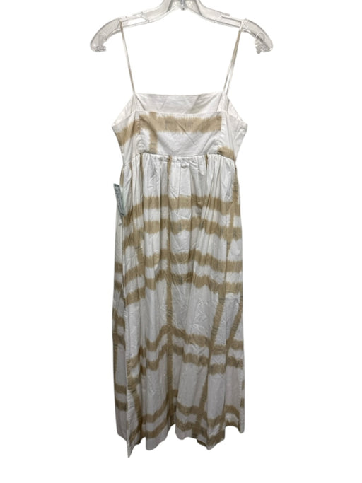 There-Elsewhere Size S white & tan Cotton sheared stripe Empire Waist Midi Dress white & tan / S