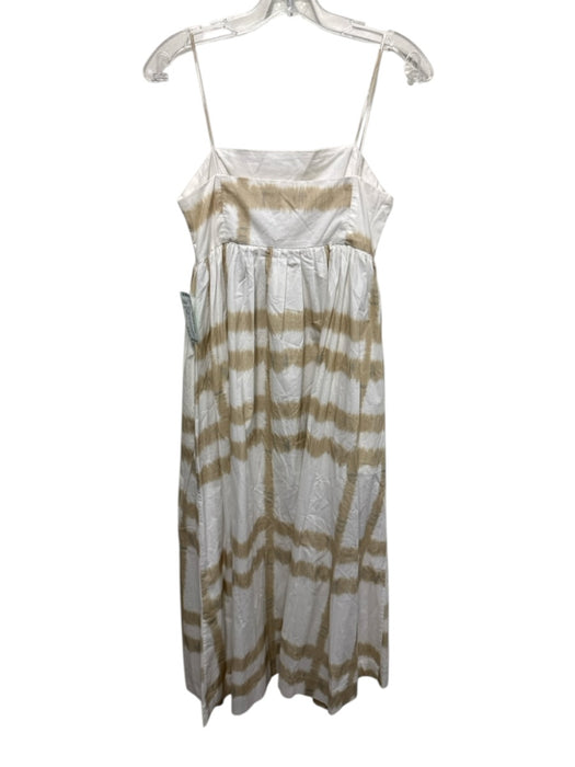 There-Elsewhere Size S white & tan Cotton sheared stripe Empire Waist Midi Dress white & tan / S