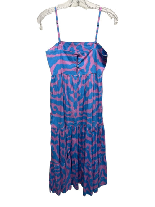 Sheridan French Size XS Blue & Pink Cotton Blend Abstract Empire Waist Dress Blue & Pink / XS