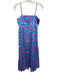 Sheridan French Size XS Blue & Pink Cotton Blend Abstract Empire Waist Dress Blue & Pink / XS