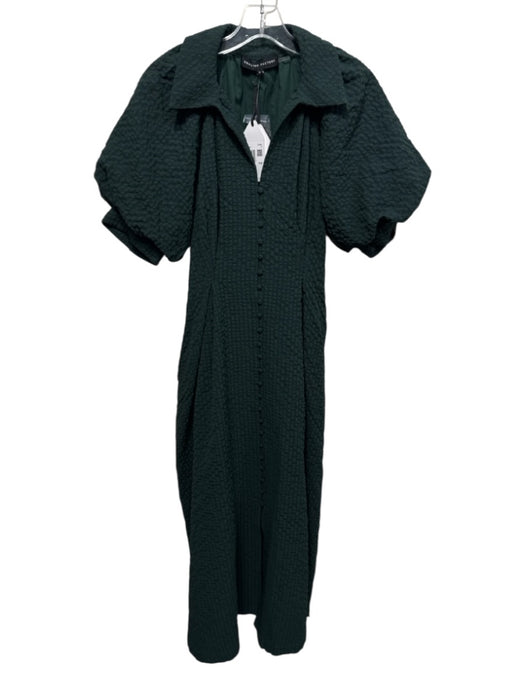 English Factory Size S Forest Green Polyester Seersucker Button Down Midi Dress Forest Green / S