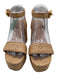 Larroude Shoe Size 7.5 Beige Raffia Gold Tone Hardware Ankle Strap Sandals Beige / 7.5