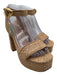 Larroude Shoe Size 7.5 Beige Raffia Gold Tone Hardware Ankle Strap Sandals Beige / 7.5