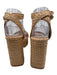 Larroude Shoe Size 7.5 Beige Raffia Gold Tone Hardware Ankle Strap Sandals Beige / 7.5