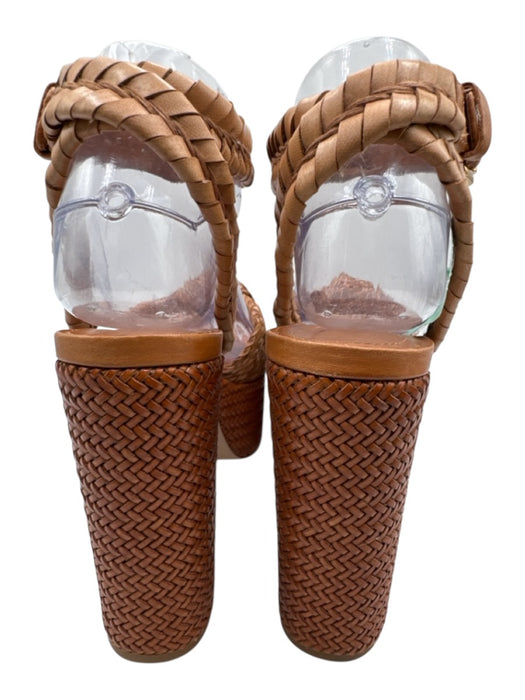 Schutz Shoe Size 7.5 Brown leather sole Woven Knot Ankle Strap Platform Sandals Brown / 7.5
