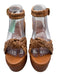 Schutz Shoe Size 7.5 Brown leather sole Woven Knot Ankle Strap Platform Sandals Brown / 7.5