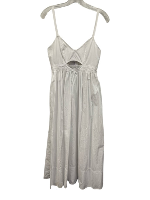 Banana Republic Size 0 White Cotton Spaghetti Strap Elastic Back Side Zip Dress White / 0