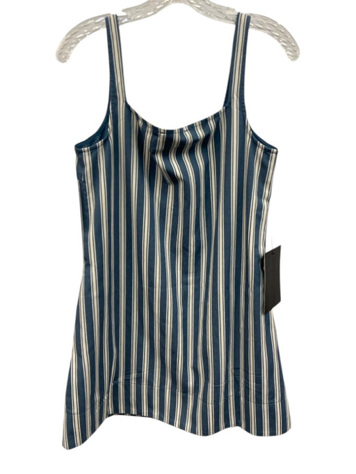 Pomander Place Size S Blue & White Cotton Blend Sleeveless Square Neck Dress Blue & White / S