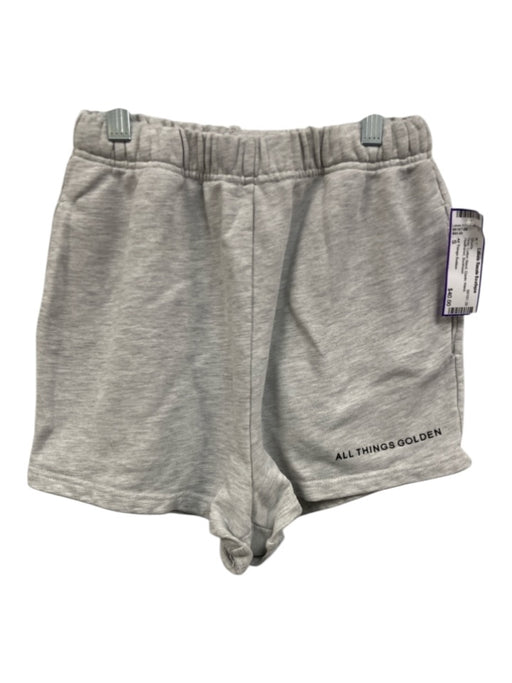 All Things Golden Size S Gray Cotton Blend Elastic Waist Heathered Shorts Gray / S