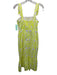 Adelyn Rae Size XS Neon Yellow & White Rayon Embroidered Leaves Tie Straps Dress Neon Yellow & White / XS