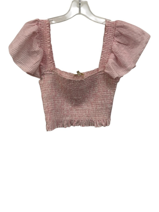 Loveshackfancy Size S Pink & White Cotton Elastic top Flare Sleeve Top Pink & White / S