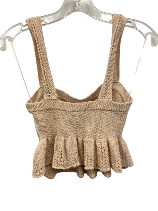 A.L.C. Size S Beige Cotton Knit Sweetheart Neckline Tiered Sleeveless Top Beige / S