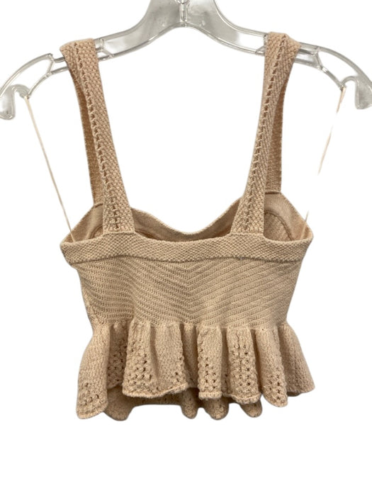 A.L.C. Size S Beige Cotton Knit Sweetheart Neckline Tiered Sleeveless Top Beige / S