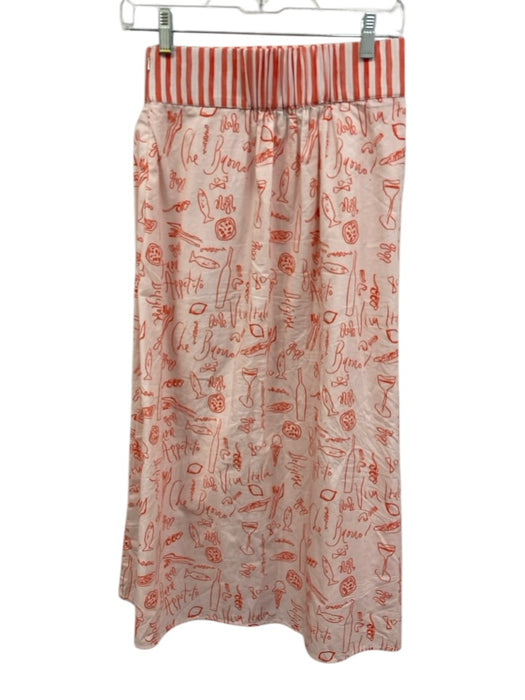 Beau & Ro Size XS/S Orange & White Cotton Elastic Back Sleeveless Skirt Set Orange & White / XS/S