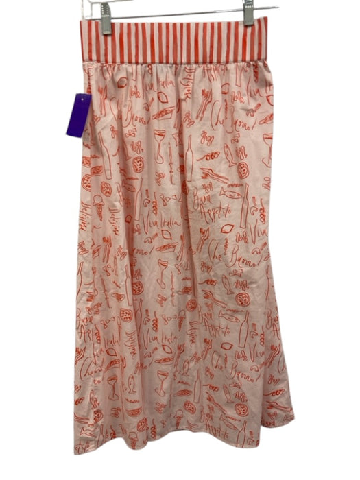 Beau & Ro Size XS/S Orange & White Cotton Elastic Back Sleeveless Skirt Set Orange & White / XS/S