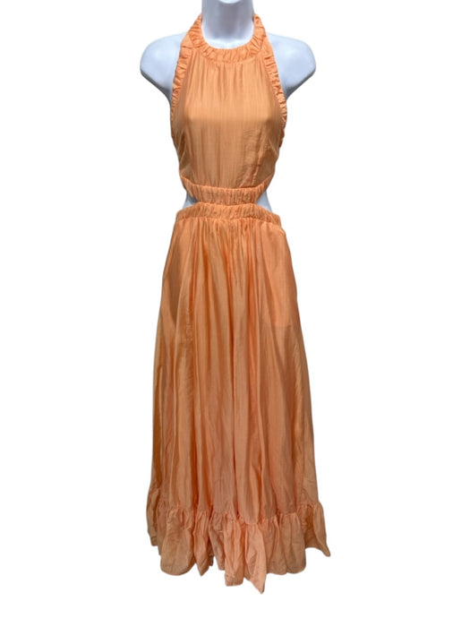 Sabina Musayev Size S Orange Lyocell blend Hatler Neck Cut Out Maxi Dress Orange / S