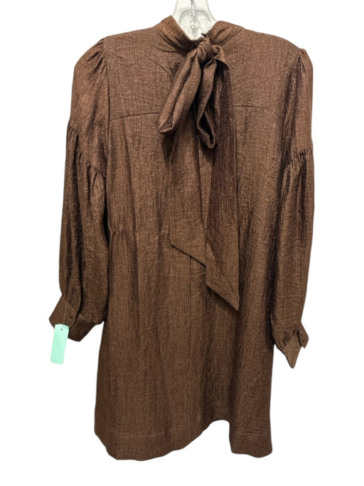 Adelyn Rae Size S Brown Rayon Blend Tie Mock Neck Above knee swing Dress Brown / S