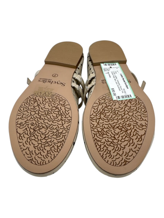 Seychelles Shoe Size 7 Cream Leather Perforated Round Toe Double Strap Flats Cream / 7