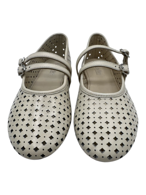 Seychelles Shoe Size 7 Cream Leather Perforated Round Toe Double Strap Flats Cream / 7