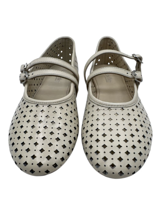 Seychelles Shoe Size 7 Cream Leather Perforated Round Toe Double Strap Flats Cream / 7