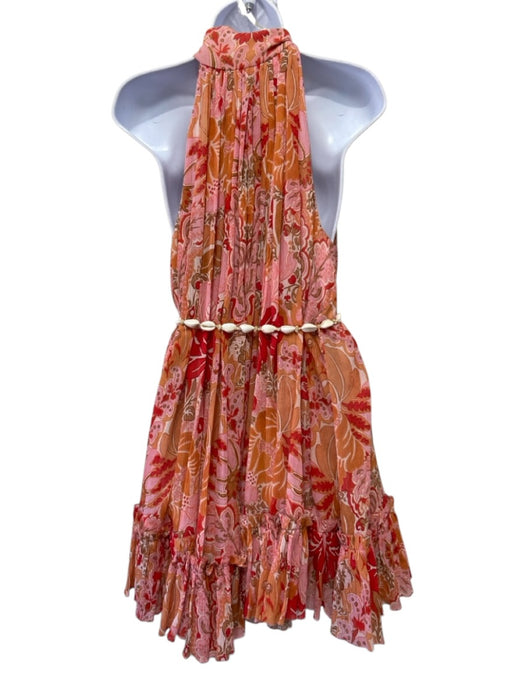 Zimmermann Orange, Red & Brown Cotton & Silk Floral Floral Abstract Dress Orange, Red & Brown