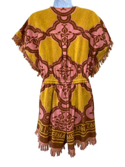 Zimmermann Size 4 Yellow & Pink Cotton Terry Cloth Abstract Logo Jumper Yellow & Pink / 4