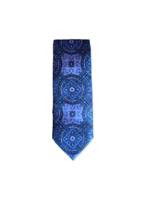 Brioni Blue & Purple Silk All Over Print Men's Tie Blue & Purple