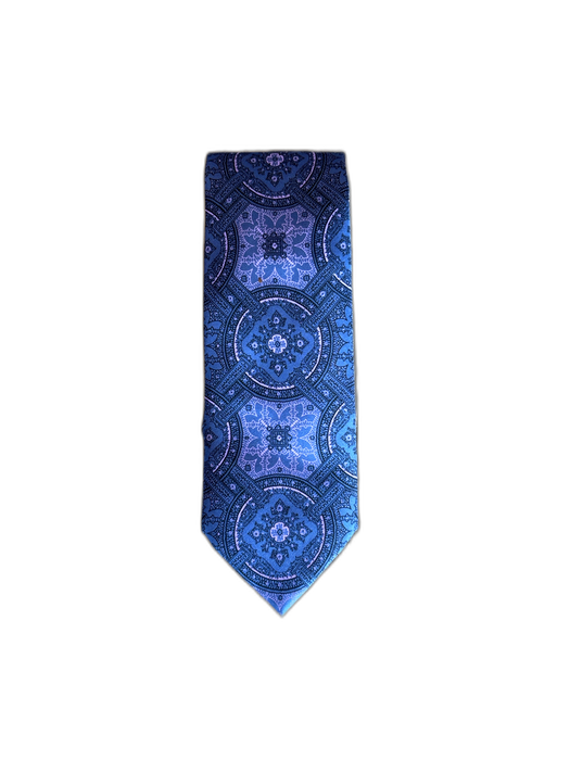 Brioni Blue & Purple Silk All Over Print Men's Tie Blue & Purple