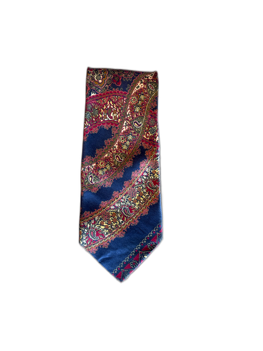 Brioni Navy Blue & Multi Silk All Over Print Men's Tie Navy Blue & Multi