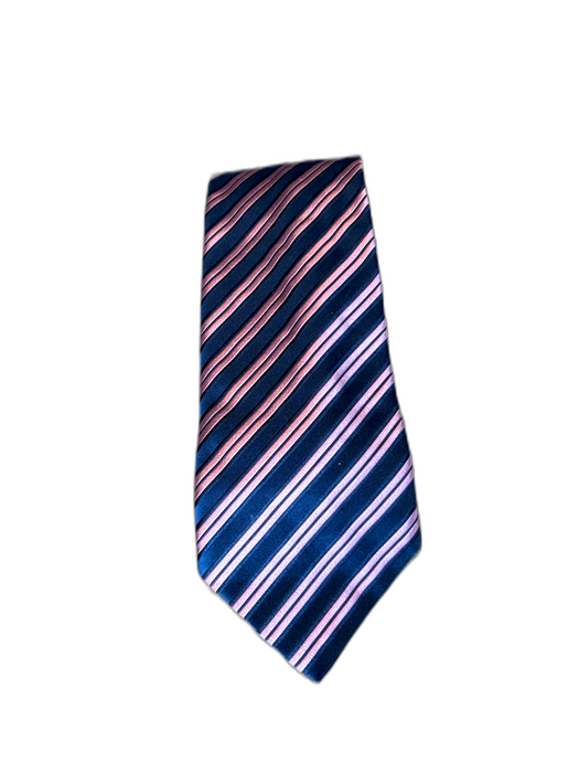 Charvet Navy Blue & Pink Silk Striped Men's Tie Navy Blue & Pink