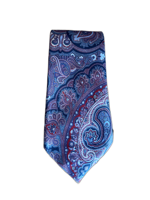 Isaia Blue & Multi Silk Paisley Men's Tie Blue & Multi
