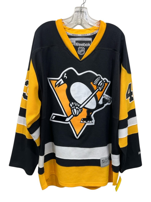Reebok Size L Black & Yellow Synthetic Solid Jersey Men's Long Sleeve Shirt Black & Yellow / L