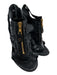 Balenciaga Shoe Size 37 Black Leather Upper Gold Tone Zipper Whipstitch Sandals Black / 37