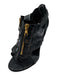 Balenciaga Shoe Size 37 Black Leather Upper Gold Tone Zipper Whipstitch Sandals Black / 37