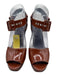 Hermes Shoe Size 37 Cognac Brown Leather Upper Patent Platform Sandals Cognac Brown / 37