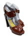 Hermes Shoe Size 37 Cognac Brown Leather Upper Patent Platform Sandals Cognac Brown / 37