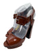 Hermes Shoe Size 37 Cognac Brown Leather Upper Patent Platform Sandals Cognac Brown / 37