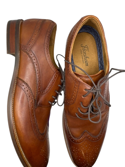 Florsheim Shoe Size 10.5 Dark Brown Leather Wingtip Lace Up Men's Loafers Dark Brown / 10.5
