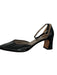AGL Shoe Size 38.5 Black Patent Leather Block Heel Ankle Strap Pointed Toe Pumps Black / 38.5