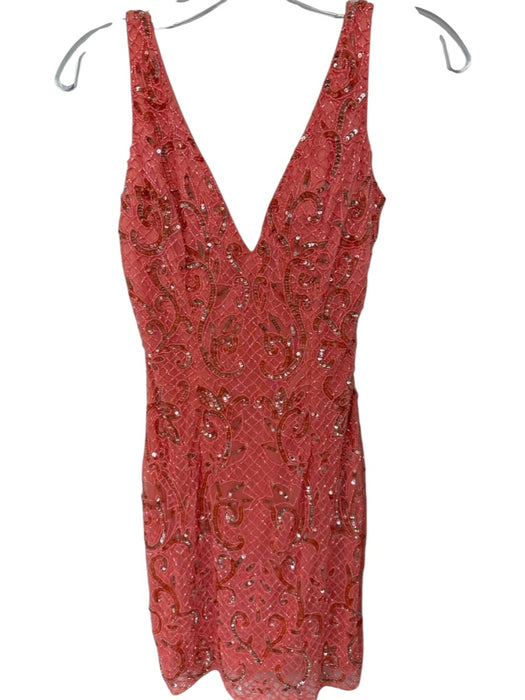 Primavera Size 2 Orange Nylon Sleeveless Beaded short Gown Orange / 2
