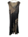 Komarov Size L Taupe Gray & Beige Polyester Scrunch Detail Leaf Motif Dress Taupe Gray & Beige / L