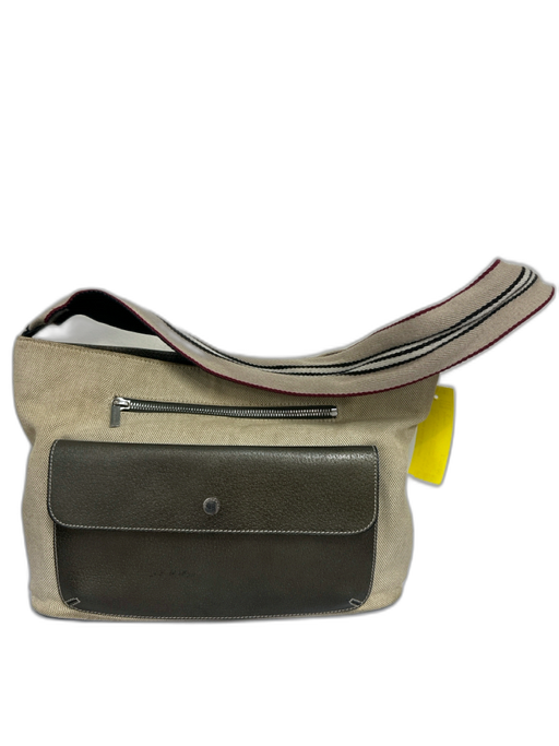 Burberry Tan Canvas Snap Button Front Pocket Top Handle Bag Tan / S