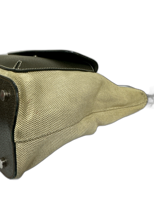 Burberry Tan Canvas Snap Button Front Pocket Top Handle Bag Tan / S