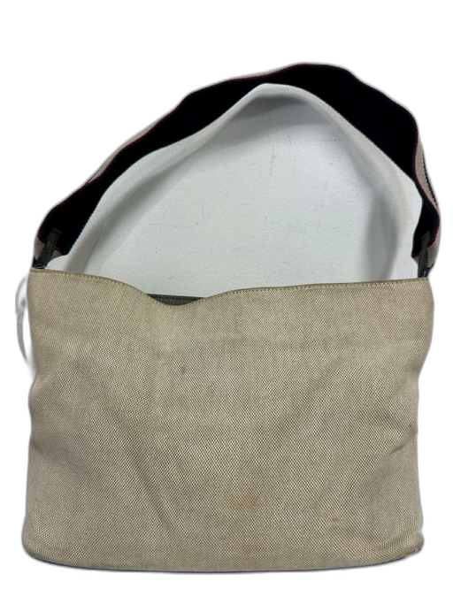 Burberry Tan Canvas Snap Button Front Pocket Top Handle Bag Tan / S