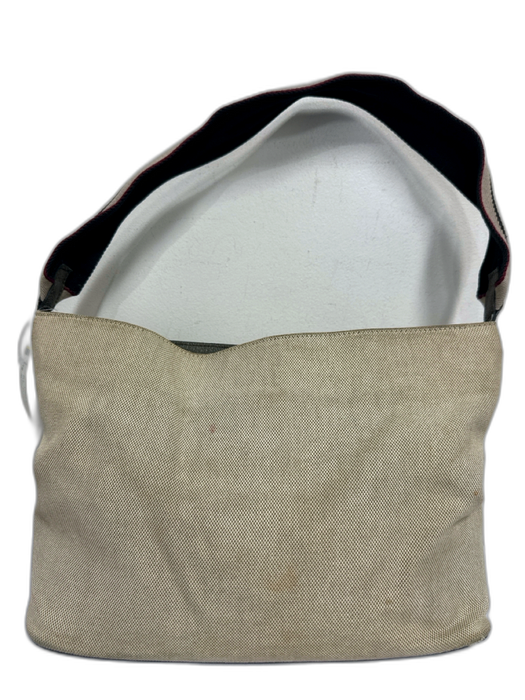 Burberry Tan Canvas Snap Button Front Pocket Top Handle Bag Tan / S