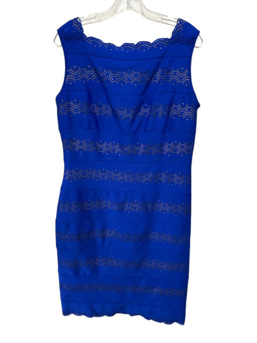 Tadashi Shoji Size XL Blue Polyester Sleeveless Laser Cut Neoprene Dress Blue / XL