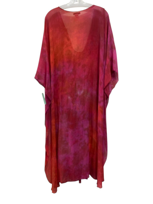 Michelle Jonas Size M Red & Pink Silk Chiffon Tie Waist Sheer Dress Red & Pink / M