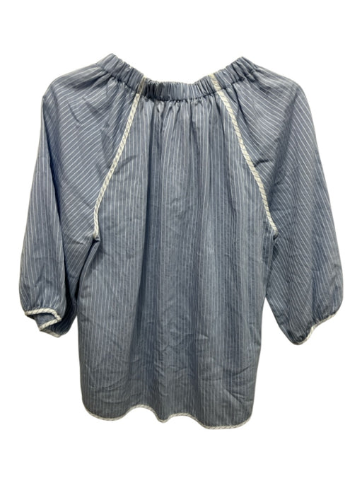 Abbey Glass Size M Blue & White Polyester Blend 3/4 Sleeve Vertical Stripes Top Blue & White / M