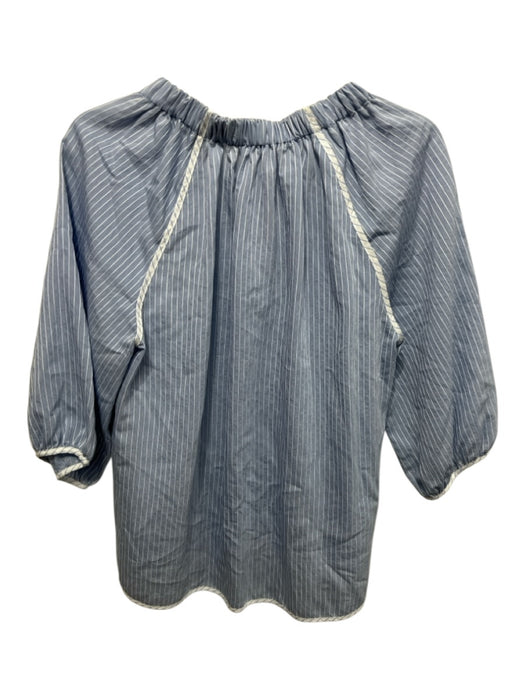 Abbey Glass Size M Blue & White Polyester Blend 3/4 Sleeve Vertical Stripes Top Blue & White / M