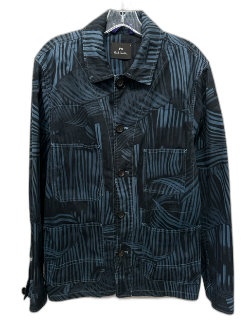 Paul Smith Size M Blue & Black Cotton All Over Print Buttons Men's Jacket Blue & Black / M